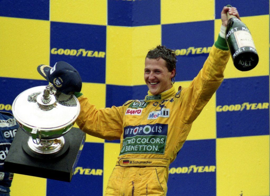 Михаэль Шумахер празднует победу на Гран При Бельгии-1992 © Snaplap.net