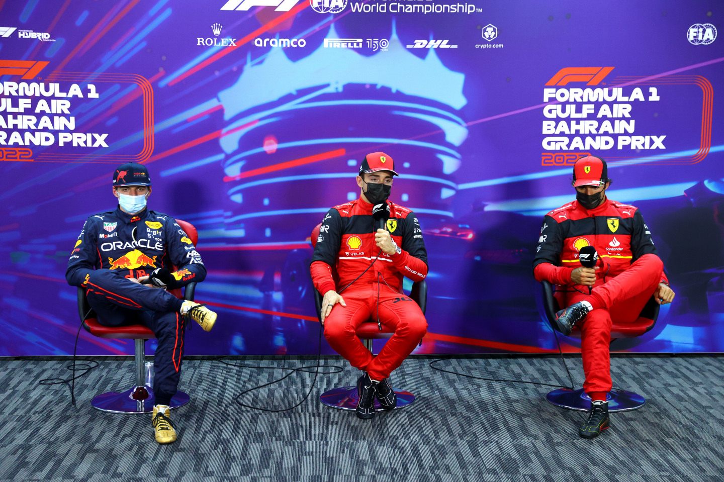 Первая тройка по итогам квалификации Гран При Бахрейна © Red Bull Content Pool