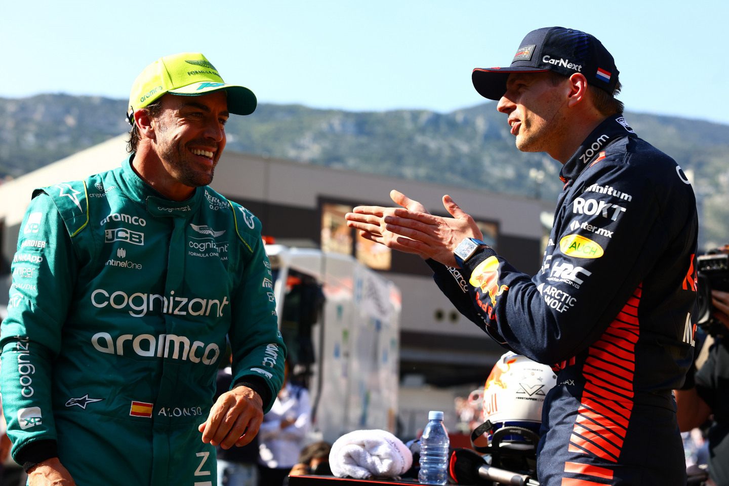 Фернандо Алонсо и Макс Ферстаппен после квалификации Гран При Монако © Red Bull Content Pool