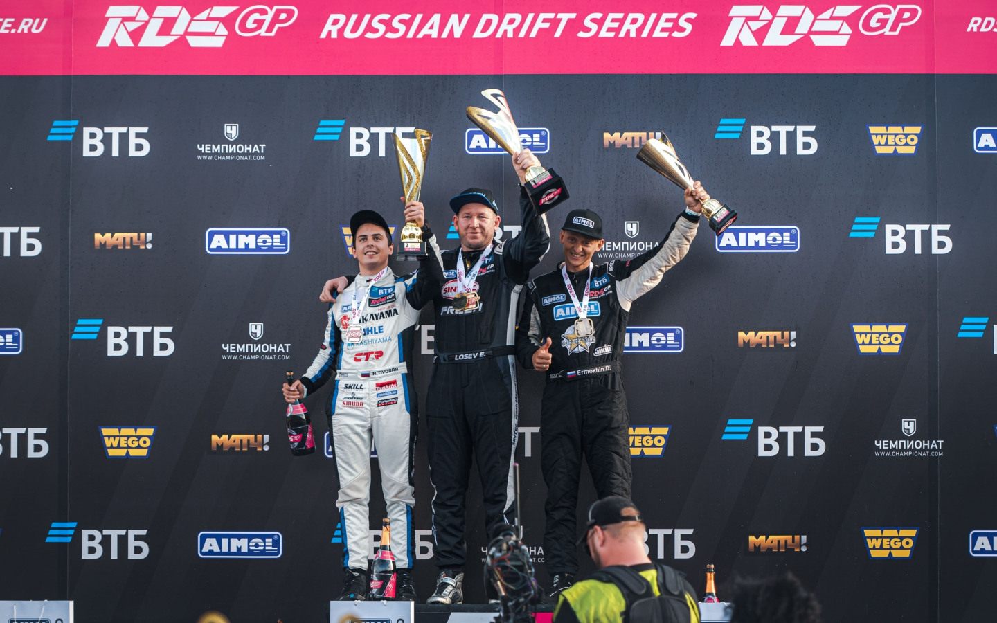 Лосев и Тиводар впервые в 2023 году на подиуме в RDS GP, а для Ермохина это уже второй подряд призовой этап © RDS GP