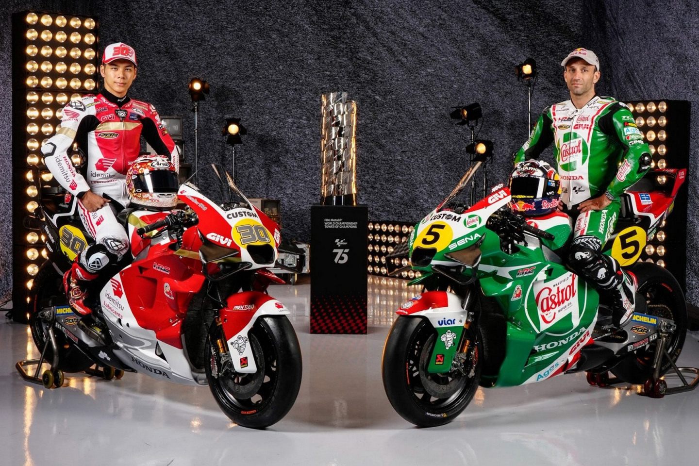 Monaco Idemitsu Honda LCR и Castrol Honda LCR MotoGP 75th Anniversary Special © MotoGP