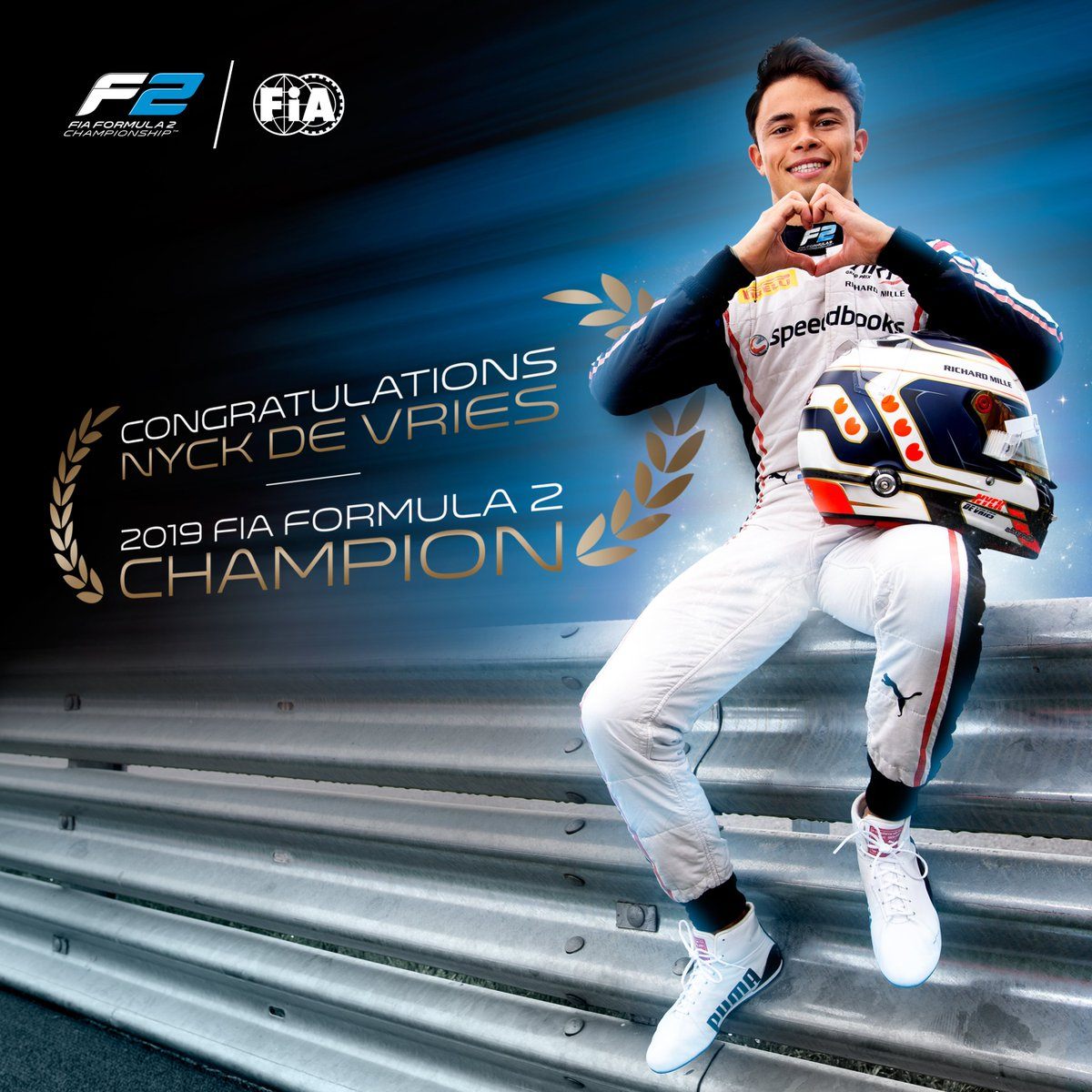 Ник де Врис – чемпион сезона Формулы 2 2019 года © twitter.com/FIA_F2