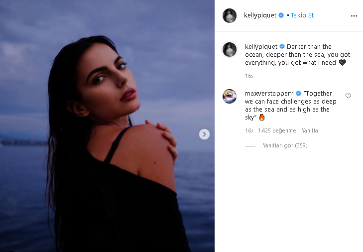 Пост Келли Пике и комментарий Макса Ферстаппена © Instagram