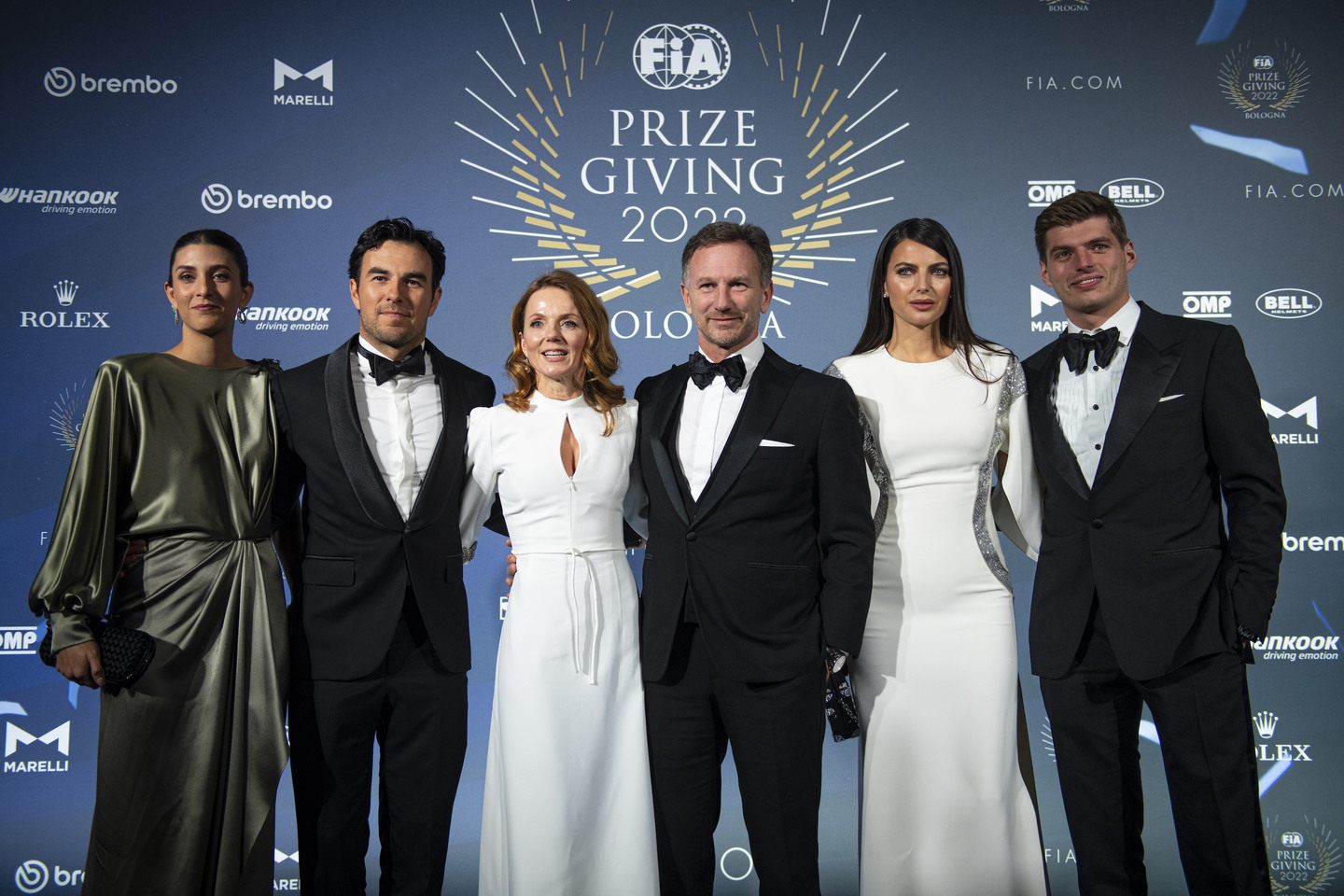 Серхио Перес и Кристиан Хорнер с женами, Макс Ферстаппен с подругой Келли Пике © F1