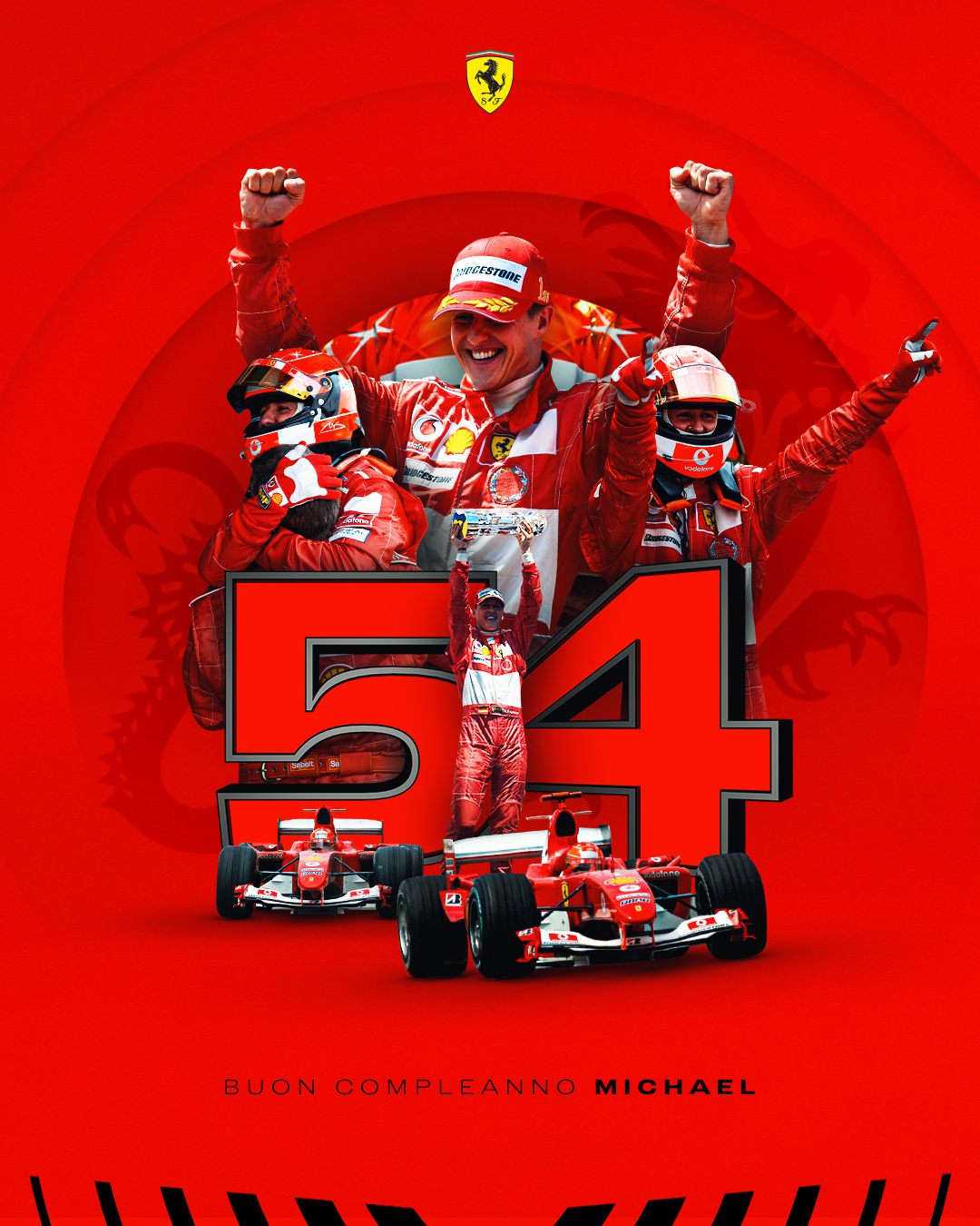 Поздравление Ferrari к 54-летию Михаэля Шумахера © Соцсети