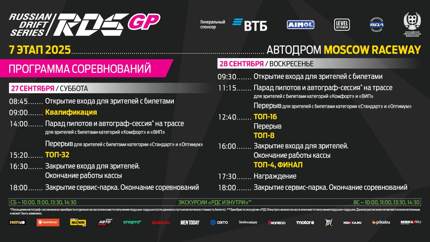 Расписание седьмого этапа RDS GP-2025 © RDS GP