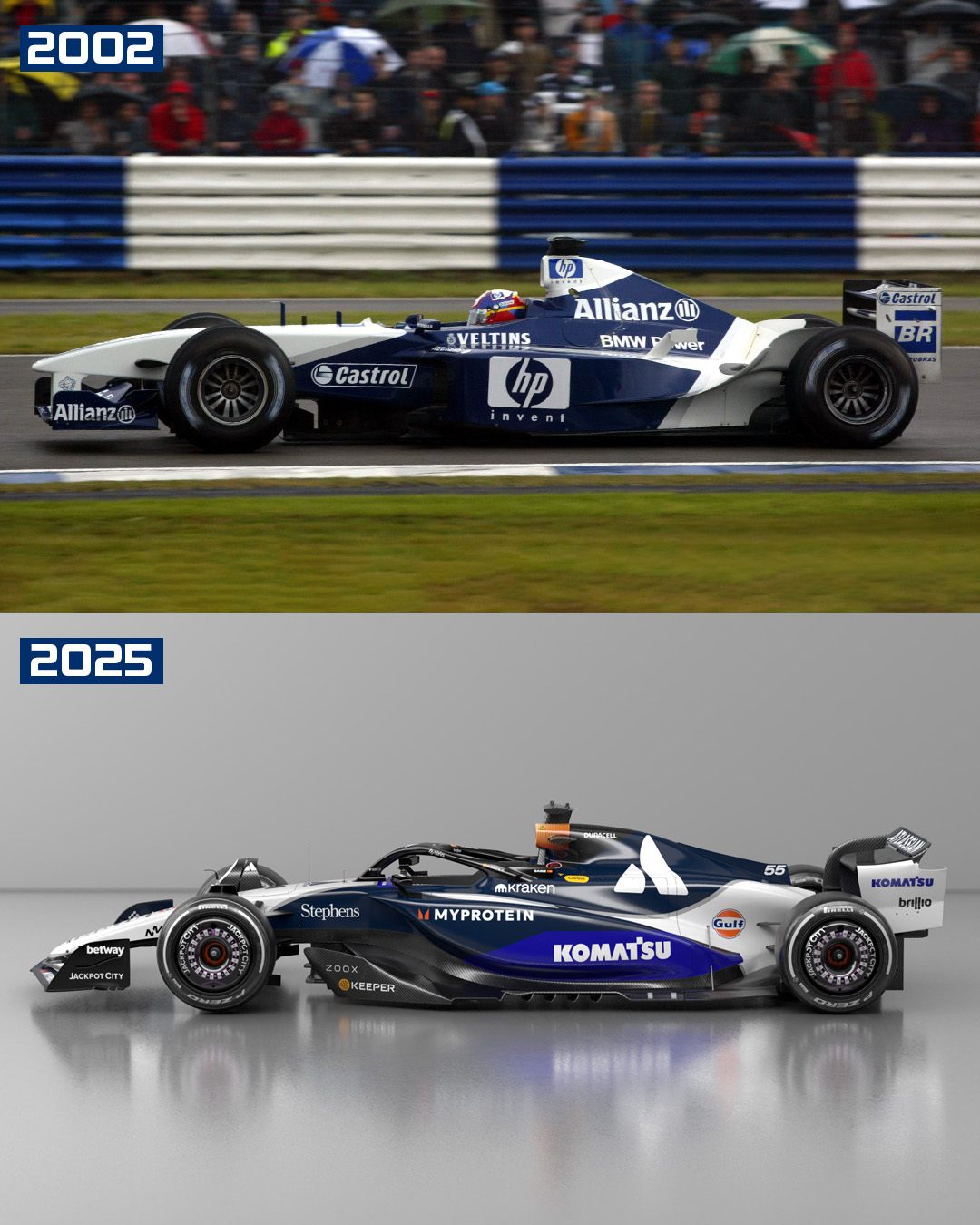 На машине Williams FW24 Монтойя семь раз стартовал с поула в сезоне-2002 © Williams