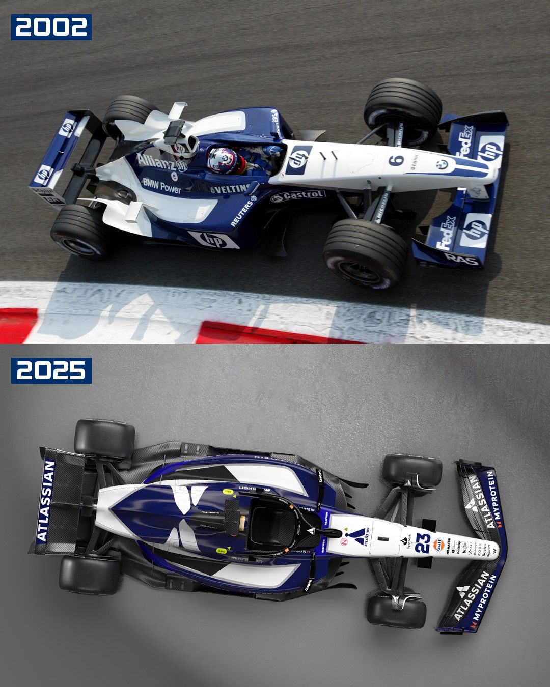 В сине-белых цветах Williams выступала в годы партнёрства с мотористами BMW — с 2000-го по 2005-й© Williams