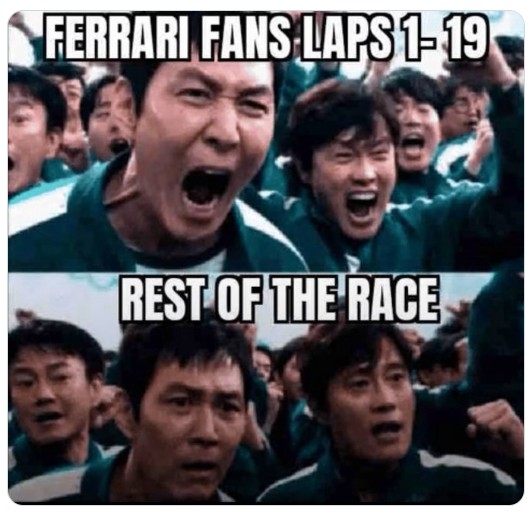 Болельщики Ferrari с 1-го по 19-й круг и всю следующую часть гонки. © Соцсети