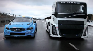 Видео: Volvo S60 Polestar против гоночного тягача The Iron Knight 